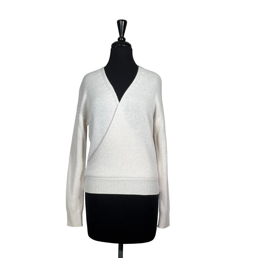 360 Cashmere Cassian Faux Wrap Sweater Women’s XS Chalk Ivory